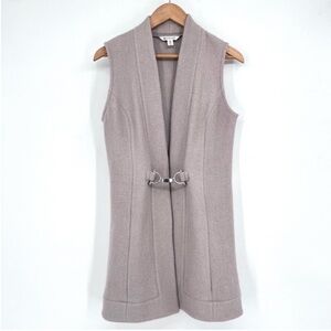Spanner Gray Wool Blend Sleeveless Vest XS Hook & Eye Closure Longline